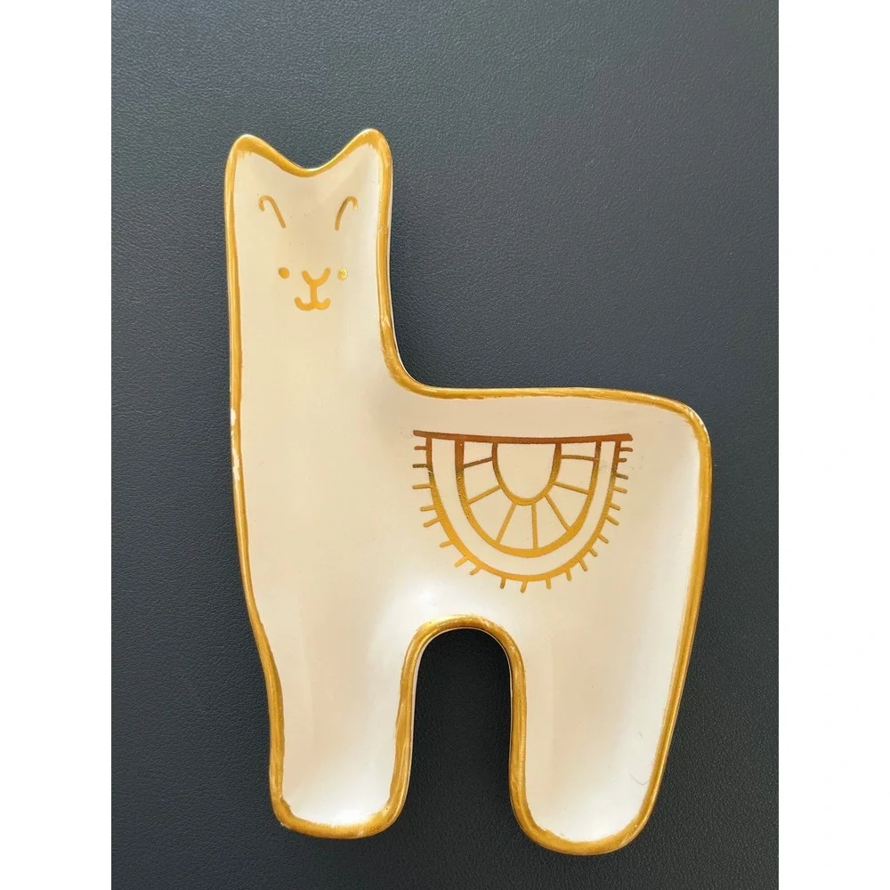 Llama Shaped Ceramic Trinket Dish, Ring Holder, Jewelry Tray, Decorative Plate